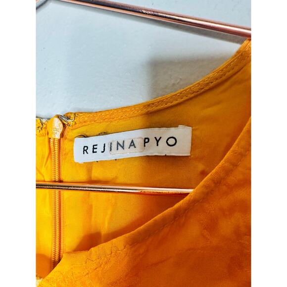 REJINA PYO Marigold Yellow Dylan Asymmetrical Paneled Checkered Linen Dress 12 - Picture 12 of 16